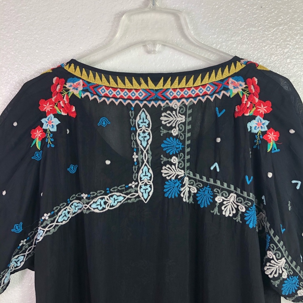 Johnny Was Black Tunic with Colorful Embroidery-SO PRETTY! - Picture 5 of 8